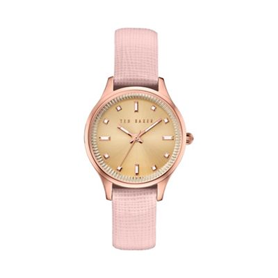 Ladies pink leather strap watch te10030743